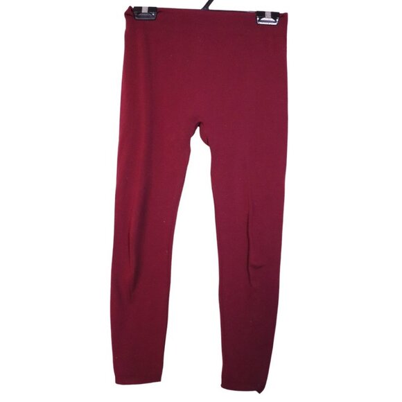🎊3 FOR $10 WOMENS  MEDIUM BURGUNDY FLANNEL LEGGINGS - Picture 1 of 2